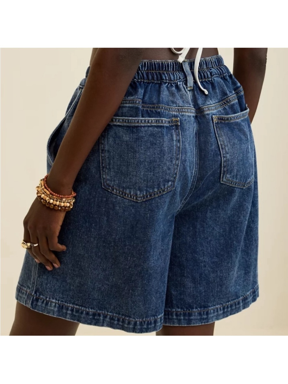 Aerie M - Denim High-Rise Pull-On Women’s Shorts Jorts- Dark Blue